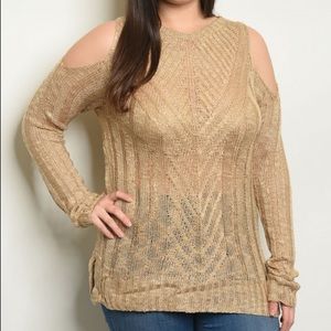 Gold knit sweater plus size